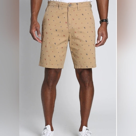 Jach's New York Printed Stretch Chino Short Dark Khaki Tree Print Men's Size 30 - Picture 1 of 14